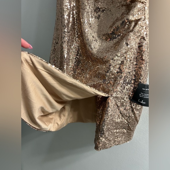 NWT lulus Disco Nights Rose Gold Sequin Bodycon Mini Dress - Picture 8 of 11